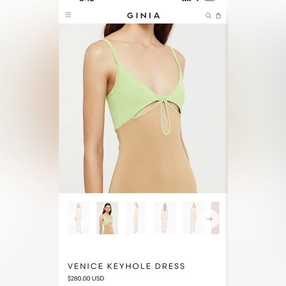 GINIA VENICE KEYHOLE DRESS IN SAND/PISTACHIO - Picture 5 of 15